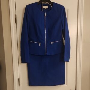 Calvin Klein Women's Blue Skirt Set with Zipper Detail